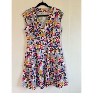 Boden Multicolor Abstract Floral Whimsical Dress Size US 8R / UK 12R Mod Retro